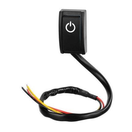 Car DIY Button Switch With Adhesive Tape For On Off DC 12V - black push-on/push-off switch with white LED indicator and 30cm cable, adhesive mount