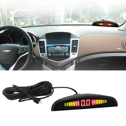Rear Parking Sensor System with Buzzer and 6 Rear Radars for Cars - dashboard display showing buzzer and LED distance indicator