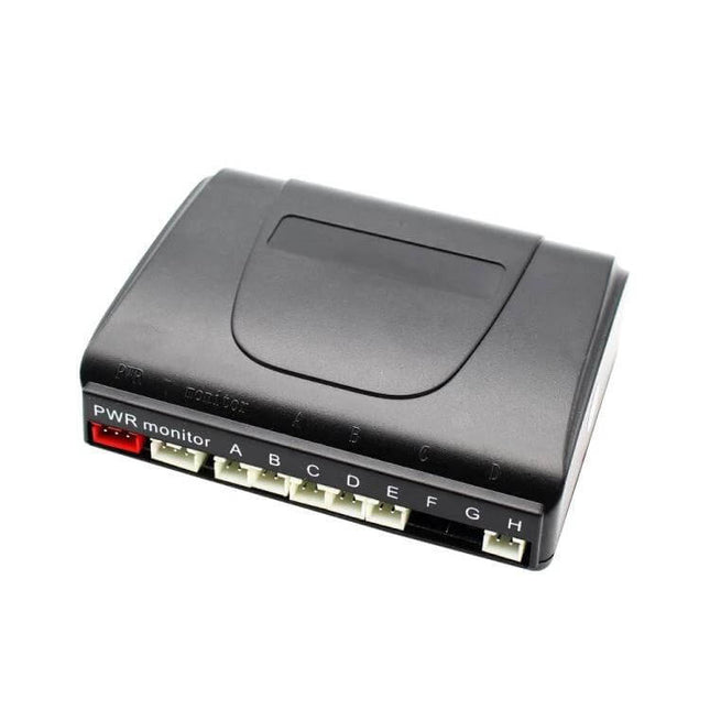 Rear Parking Sensor System with Buzzer and 6 Rear Radars for Cars black control module showing power and sensor connectors