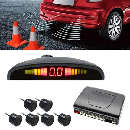 Rear Parking Sensor System with Buzzer and 6 Rear Radars for Cars - car reversing aid with six sensors, buzzer and digital display for tight parking