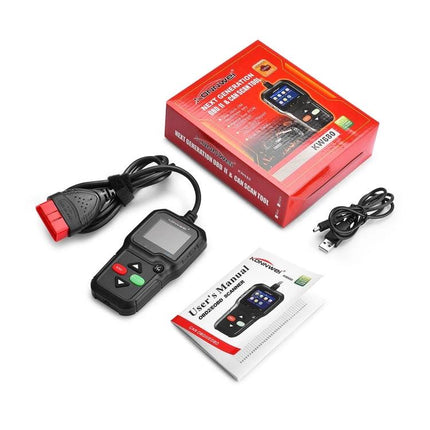 Konnwei OBD Scanner for Everyday Vehicle Maintenance Checks - handheld OBDII code reader kit with cable, USB cord and user manual