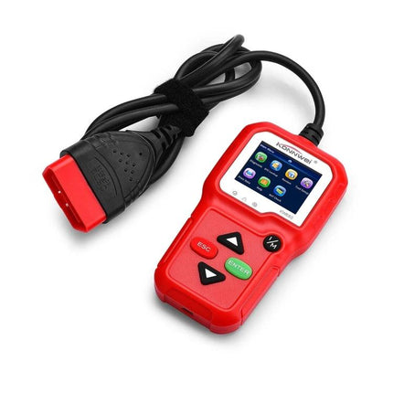 Konnwei OBD Scanner for Everyday Vehicle Maintenance Checks red handheld diagnostic tool with OBD-II cable