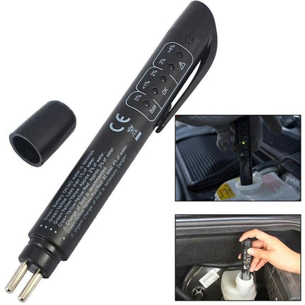 Brake Fluid Tester for Everyday Vehicle Maintenance - five-LED pen tester checking brake fluid water content during routine car maintenance