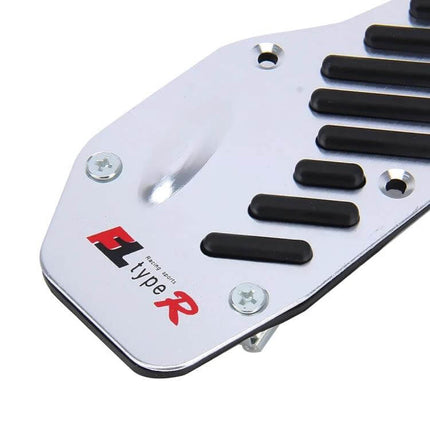 Universal Non-Slip Pedal Pad Set for Car and Truck Driving stainless steel pedal cover with rubber grip pads, silver finish, universal fit