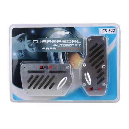 Universal Non-Slip Pedal Pad Set for Car and Truck Driving stainless steel rubber grip pads in retail packaging