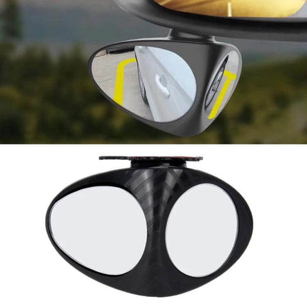 Left Blind Spot Mirror for Cars with Rotatable Design mounted on left side showing dual convex lenses and rotatable housing for reduced front-wheel blind spots