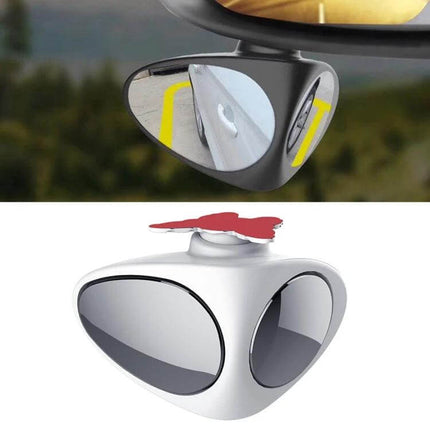 Left Blind Spot Mirror for Cars with Rotatable Design mounted on left side showing angled view of car door and wheel to reduce blind spots