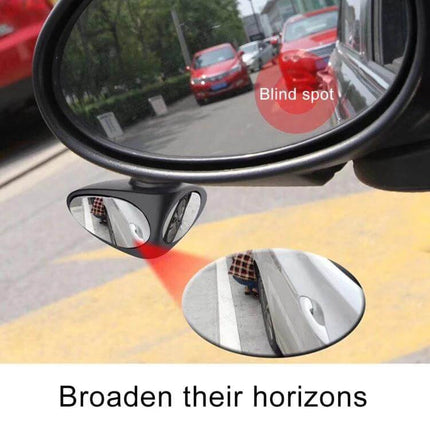 Left Blind Spot Mirror for Cars with Rotatable Design showing added visibility of curb and nearby vehicles to reduce blind spots while parking and turning