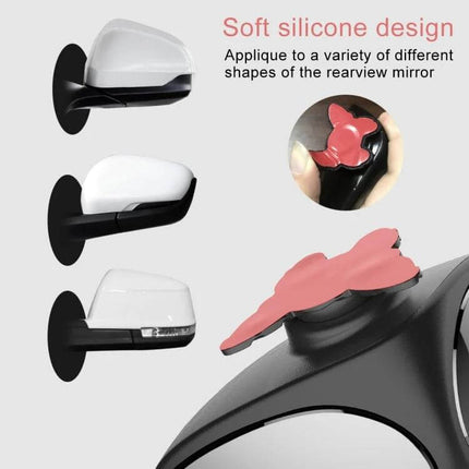 Left Blind Spot Mirror for Cars with Rotatable Design - close-up of soft silicone rotatable adhesive pad mounted on left side mirror to reduce blind spots