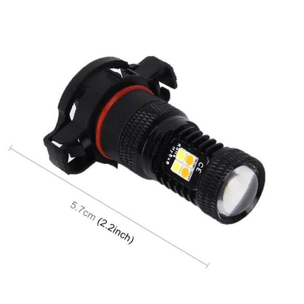 PSX24W Car Fog Lights, 2 Pack, White And Yellow Light - compact LED bulb with mounting base, 5.7cm length for fog light housings