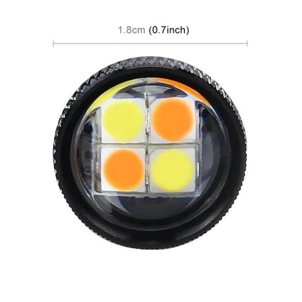 PSX24W Car Fog Lights, 2 Pack, White And Yellow Light close-up of 4-LED bulb head with white and yellow/orange LEDs, 0.7inch diameter