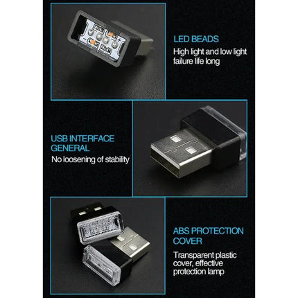 USB Car And PC LED Atmosphere Light, Multi-Color Decorative Lamp