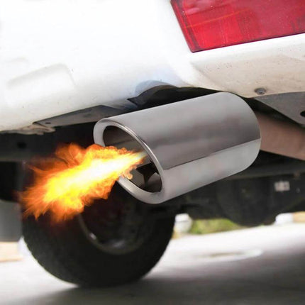Stainless Steel Exhaust Tail Muffler Tip for VW 1.6T Styling on rear bumper showing polished stainless tip with flame effect