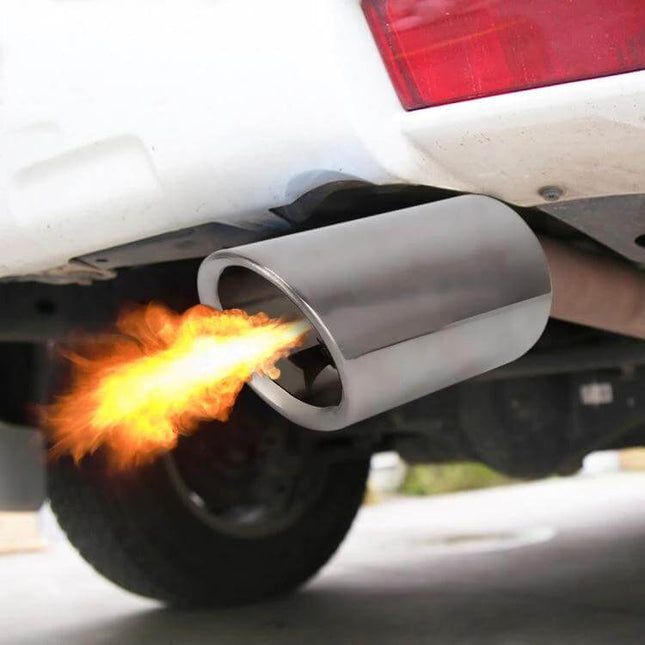 Stainless Steel Exhaust Tail Muffler Tip for VW 1.6T Styling on rear bumper showing polished stainless tip with flame effect