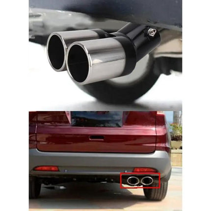 Stainless Steel Exhaust Tail Tip Double Outlet For 6 Cm Pipe
