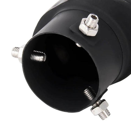 Universal Car Exhaust Tail Muffler Tip Stainless Steel Double Outlet black stainless steel clamp-on double outlet tip close-up