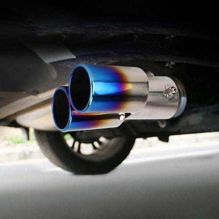 Universal Car Exhaust Tail Muffler Tip Stainless Steel Double Outlet stainless steel double outlet muffler tip installed under car