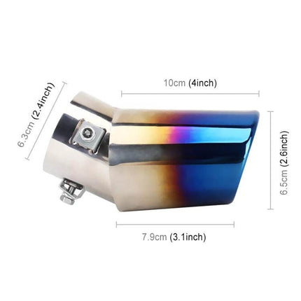 Curved Stainless Steel Car Exhaust Tail Muffler Tip 6cm Diameter - curved blue burnt stainless steel 3-bolt clamp DIY installation