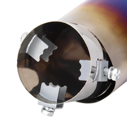 Curved Stainless Steel Car Exhaust Tail Muffler Tip 6cm Diameter - curved polished stainless tip with three-bolt clamp ready for DIY installation
