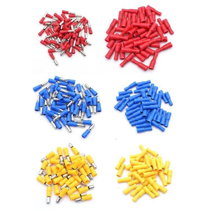 Insulated Terminal Crimp Connectors Kit For Home Wiring - organized red blue yellow insulated crimp terminals in labeled plastic case for DIY wiring