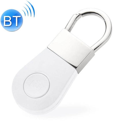 R2 Bluetooth Anti-Lost Tracker for Everyday Items compact white Bluetooth key finder with metal loop attached to keys