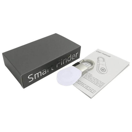 R2 Bluetooth Anti-Lost Tracker for Everyday Items compact white smart finder with keyring, user manual and packaging