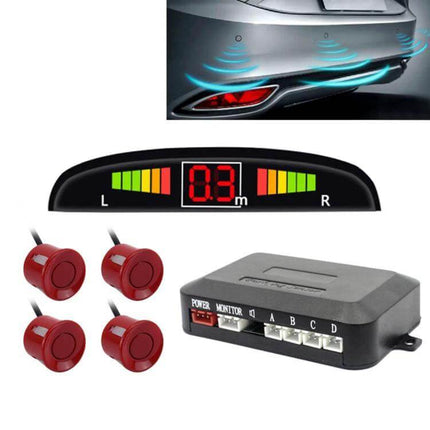 Zone Tech Car Reverse Radar System with Four Sensors rear bumper parking aid with digital display and four red sensors