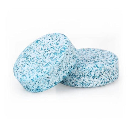 Car Windshield Cleaning Tablets - 12 Pack for Easy Vehicle Maintenance two blue speckled dissolving windshield cleaning tablets on white background
