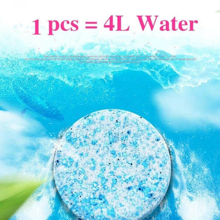 Car Windshield Cleaning Tablets - 12 Pack for Easy Vehicle Maintenance dissolving tablet showing 1 pcs = 4L water cleaning action