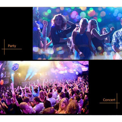 USB RGB Car Atmosphere Lights for Party and DJ Decor showing colorful club crowd and concert lighting to illustrate music-synced mood lighting