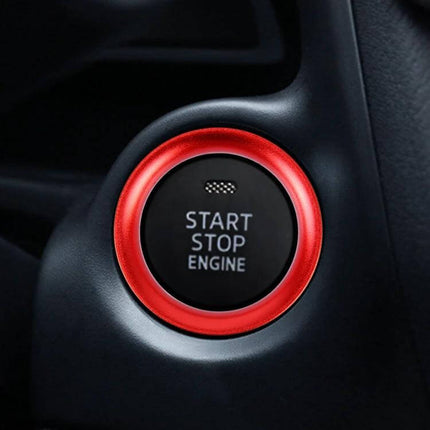 Decorative Aluminum Alloy Trim for Mazda Start Button Ring red start stop engine close-up