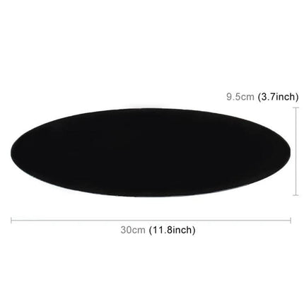 30x9.5cm Oval Rubber Anti-Slip Mat for Car Dashboard Devices black oval silicone pad showing 30cm x 9.5cm dimensions