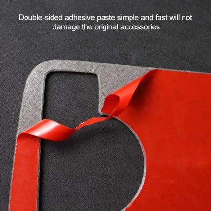 Carbon Fiber Decorative Sticker for Mercedes-Benz Left Drive Gear Panel - red double-sided adhesive backing peel shown