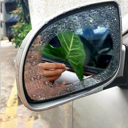 Rearview Mirror Protective Film for Clear Anti-Fog Visibility - PET nano coating side mirror with water beading, clear center view in rainy conditions
