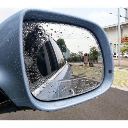 Rearview Mirror Protective Film for Clear Anti-Fog Visibility on wet side mirror showing improved clarity and reduced fog