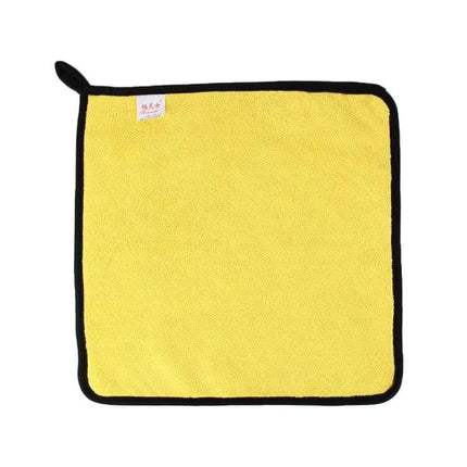Microfiber Cloth for Car Washing and Drying, 30x30cm - yellow soft microfiber car wash and drying cloth with black trim