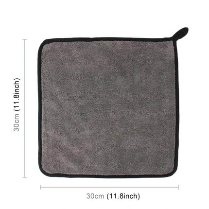 Microfiber Cloth for Car Washing and Drying, 30x30cm - soft gray microfiber square towel for washing, drying, and detailing vehicles