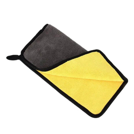 Microfiber Cloth for Car Washing and Drying, 30x30cm - reversible yellow and gray microfiber towel for washing, drying and polishing vehicle surfaces