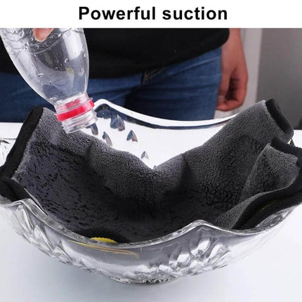 Microfiber Cloth for Car Washing and Drying, 30x30cm - soft dark gray microfiber absorbing water in bowl, ideal for washing and drying auto surfaces