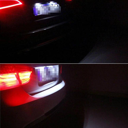 LED License Plate Lights 2 Pack For Opel Corsa Vehicles — bright plug-and-play 18 SMD-3528 LEDs illuminating rear license plate at night
