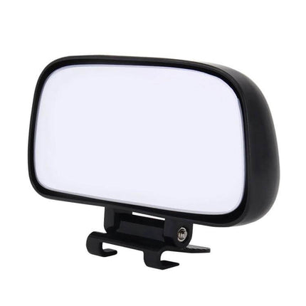 Rotatable Blind Spot Assistant Mirror for Vehicle Visibility attached to lower left side of car mirror showing adjustable swivel view