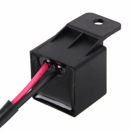 Universal 2-Pin Motorcycle LED Flasher Relay for Turn Signals black 2-pin relay with mounting tab and red/black wires