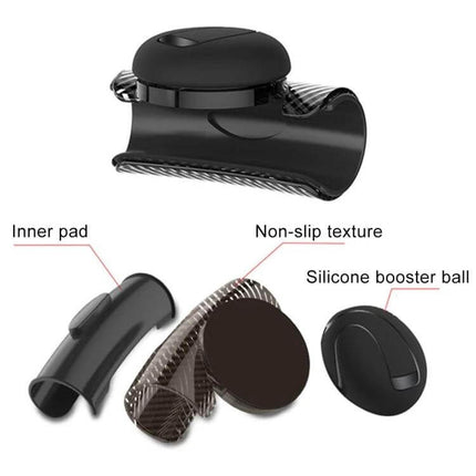 Universal Car Steering Wheel Spinner Knob for Easy Driving - black non-slip silicone booster ball with inner pad and textured clamp