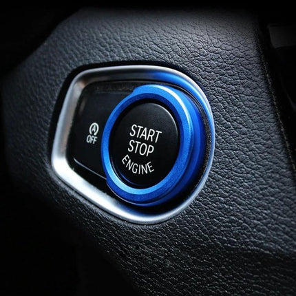 BMW Aluminum Alloy Engine Start Key Button Trim Decoration blue ring on BMW start stop engine button, lightweight aluminum alloy interior upgrade