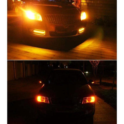 Car LED Reversing Lights Pair For Turn Signals Everyday Use – bright amber rear signal and reverse lamps on car at night