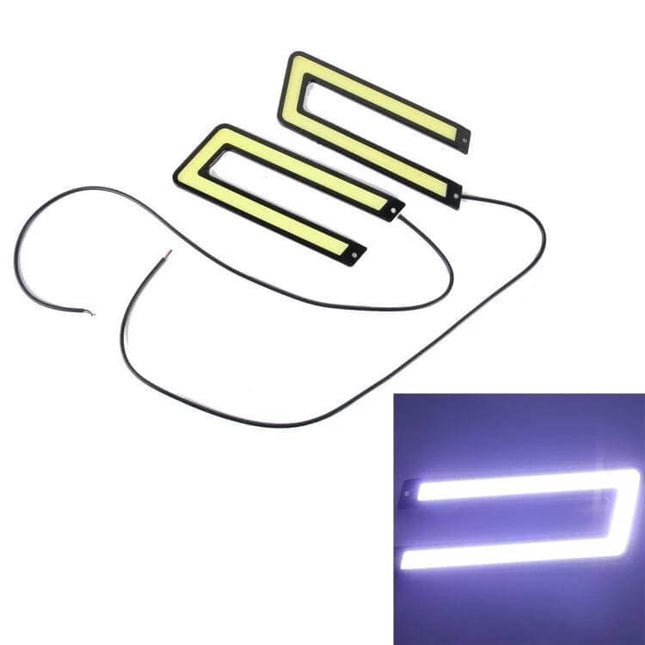 2 Pack COB Car DRL Daytime Running Lights For Daytime Visibility - dual white and yellow COB LED strips, low-power car daytime visibility kit