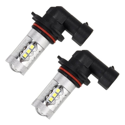 Two Pack Fog Light Kit With White LEDs For Cars Plug And Play - 16-LED HB4/9006 plug-and-play fog bulbs, easy install, improved visibility in fog