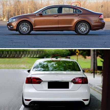 Short 6.5cm Car Antenna Aerial for Improved Radio Reception mounted on sedan roof showing compact design for better AM/FM signal