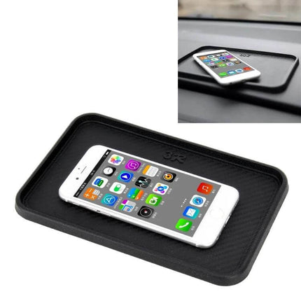 Multi-Purpose Car Dashboard Anti-Slip Mat for Securing Devices holding smartphone and sunglasses securely on dashboard without residue