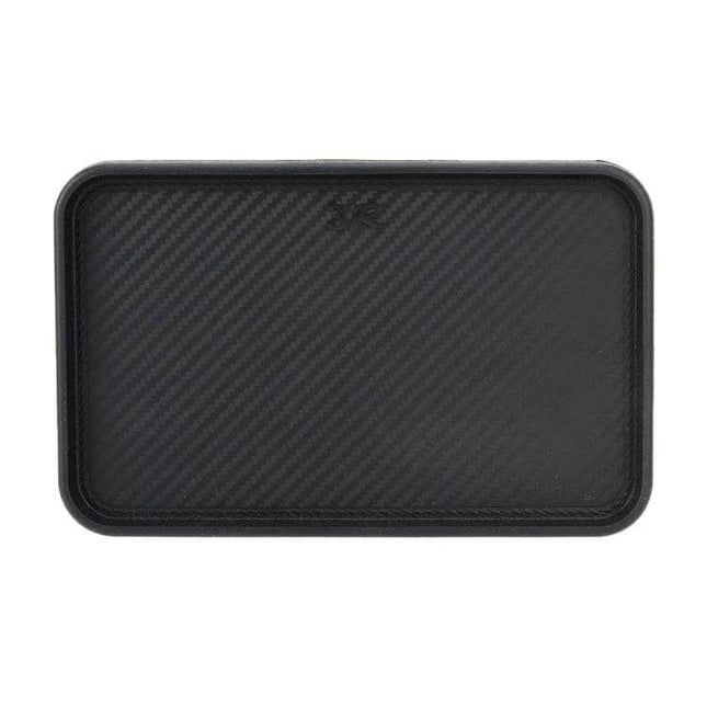 Multi-Purpose Car Dashboard Anti-Slip Mat for Securing Devices – black carbon-fiber look non-slip tray to hold phone, sunglasses, coins